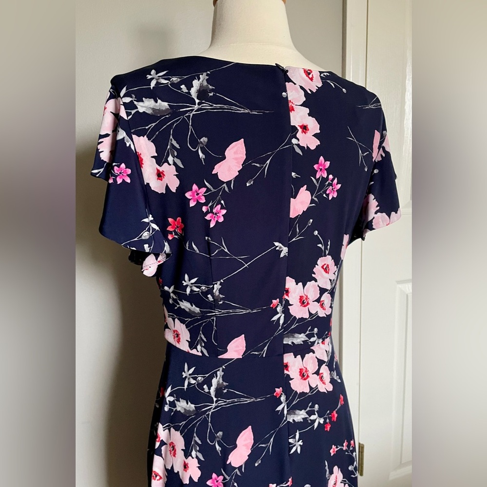 Jessica Howard Floral Navy Midi Dress, Size 6 - Picture 4 of 8